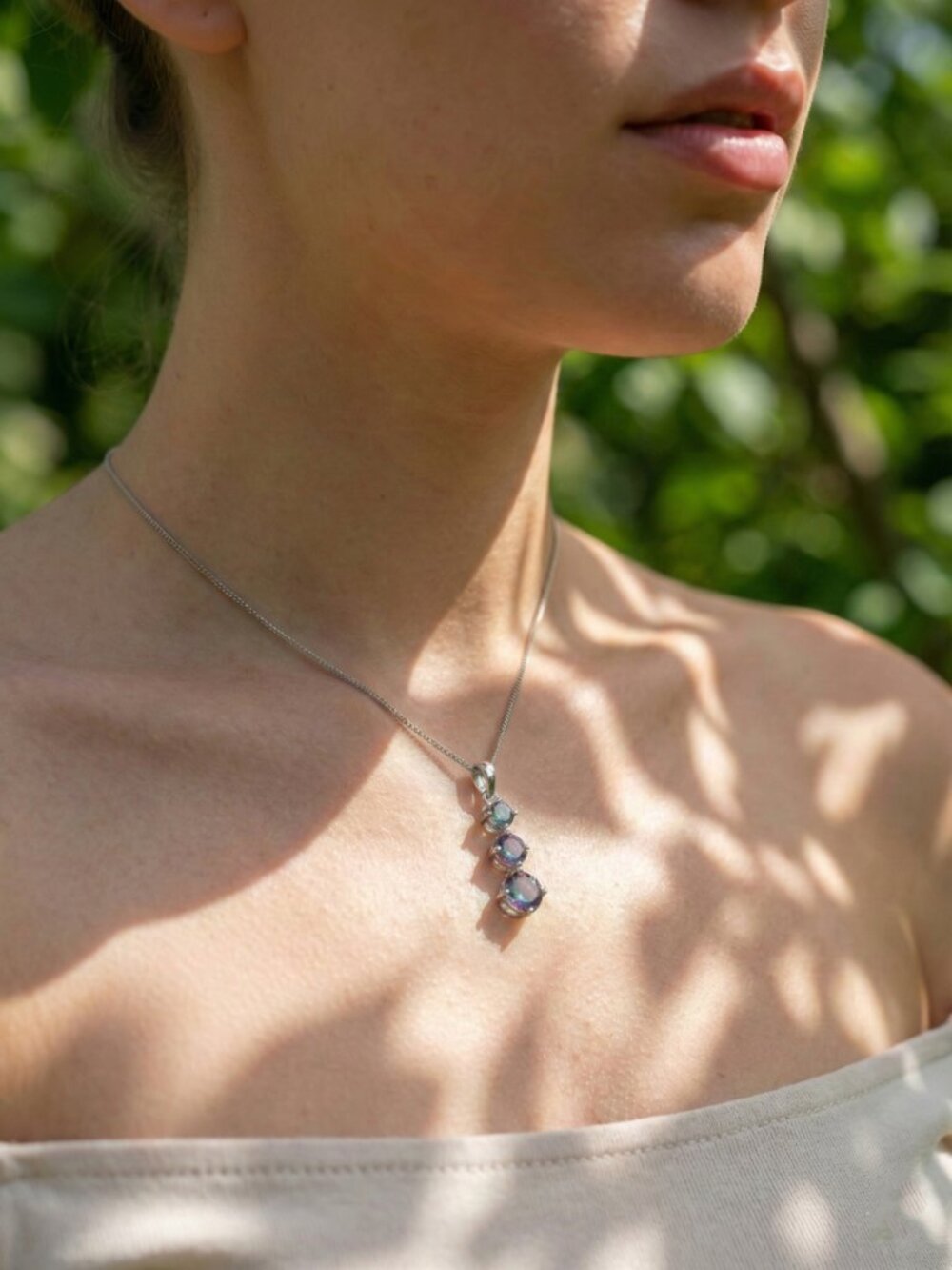 Mystic Topaz Necklace, 925 Sterling Silver, Gemstones Necklace, Topa Pendant